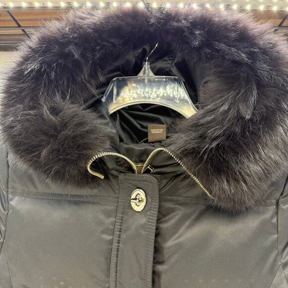 Coach Winter Coat Women's Black S 90% Down Fur Lined Hood Quiet Luxury EUC - Picture 7 of 11
